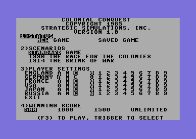 Colonial Conquest screenshot 2 for Commodore 64